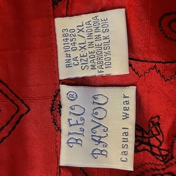 𝅺VTG BLEU BAYOU Red Silk Embroidered Beaded Holiday Shacket - Picture 7 of 10